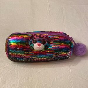 TY Beanie Multicolored Flip Sequence Pencil Case-8in